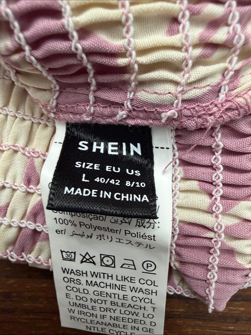 SHEIN Pink and Cream Ruched Stretch Intimate Top